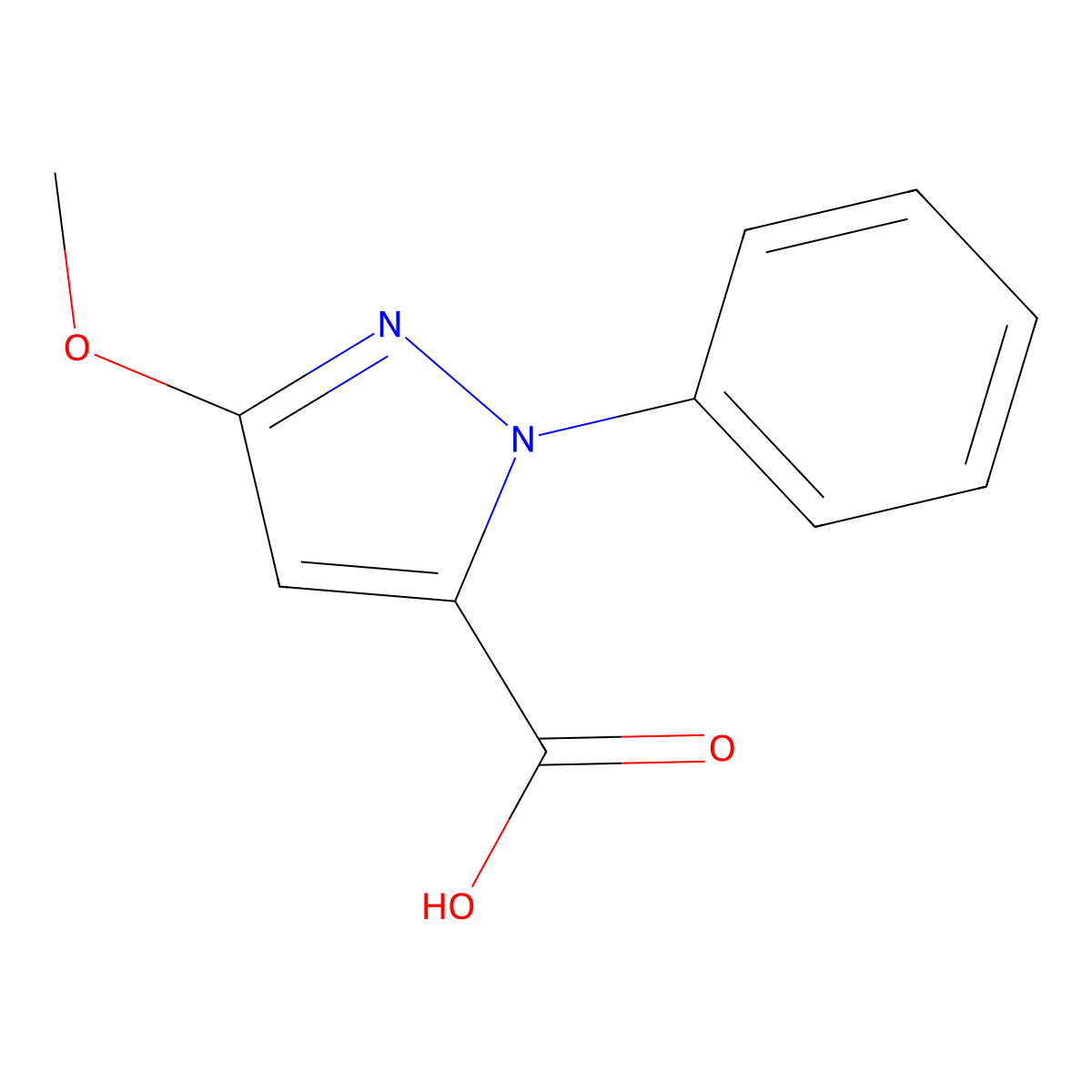 3-Methoxy-1-phenyl-1H-pyrazole-5-carboxylic acid molecular structure, CAS 4755-57-1