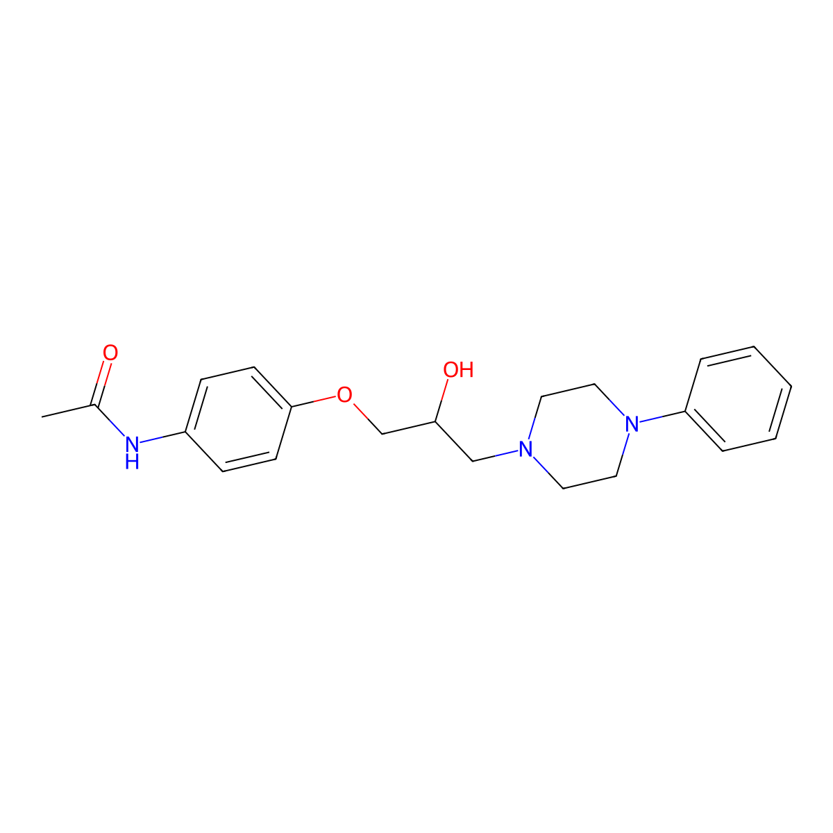 Acetamide, N-(4-(2-hydroxy-3-(4-phenyl-1-piperazinyl)propoxy)phenyl)- molecular structure, CAS 47553-76-4