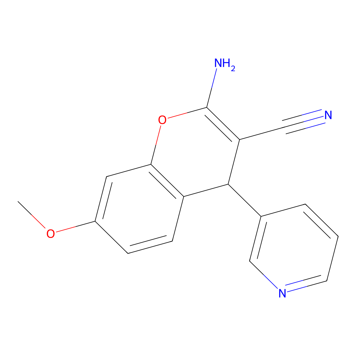2-amino-7-methoxy-4-(pyridin-3-yl)-4H-chromene-3-carbonitrile molecular structure, CAS 475576-65-9