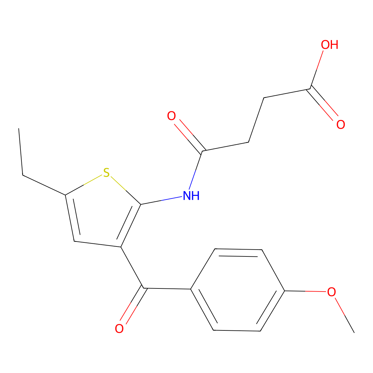 4-[[5-Ethyl-3-(4-methoxybenzoyl)thiophen-2-yl]amino]-4-oxobutanoic acid molecular structure, CAS 4756-01-8