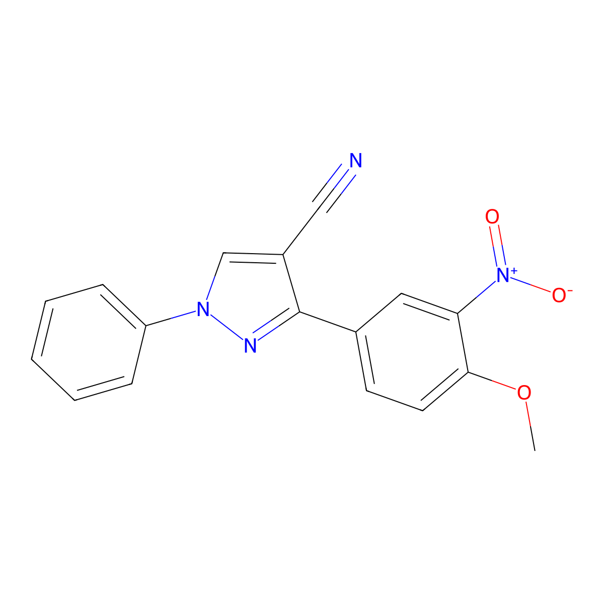 3-(4-methoxy-3-nitrophenyl)-1-phenyl-1H-pyrazole-4-carbonitrile molecular structure, CAS 475626-48-3