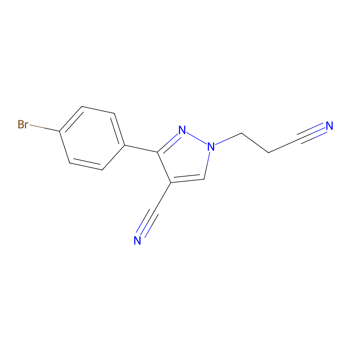 3-(4-Bromophenyl)-1-(2-cyanoethyl)-1H-pyrazole-4-carbonitrile molecular structure, CAS 475626-49-4