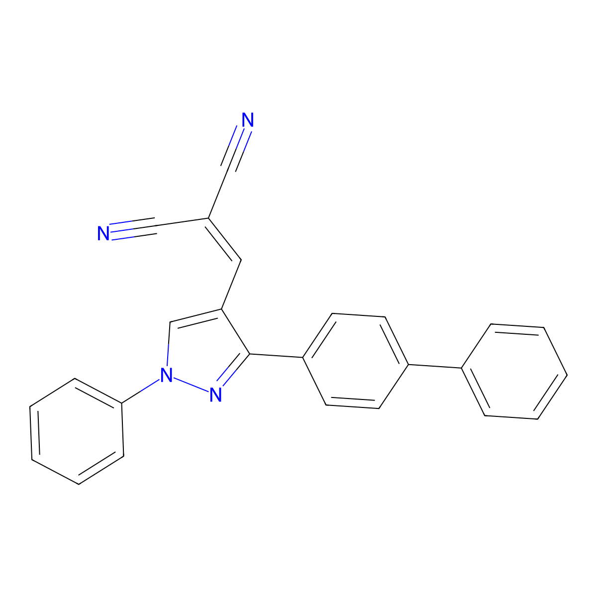 2-[(3-[1,1'-biphenyl]-4-yl-1-phenyl-1H-pyrazol-4-yl)methylene]malononitrile molecular structure, CAS 475626-55-2