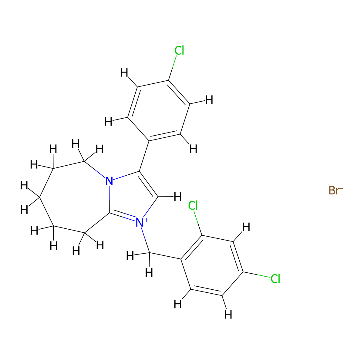 3-(4-chlorophenyl)-1-(2,4-dichlorobenzyl)-6,7,8,9-tetrahydro-5H-imidazo[1,2-a]azepin-1-ium bromide molecular structure, CAS 475631-94-8
