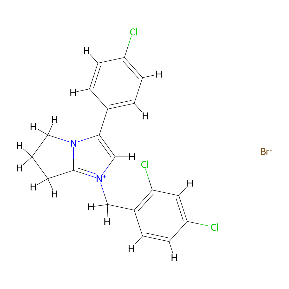 3-(4-chlorophenyl)-1-(2,4-dichlorobenzyl)-6,7-dihydro-5H-pyrrolo[1,2-a]imidazol-1-ium bromide molecular structure, CAS 475631-95-9