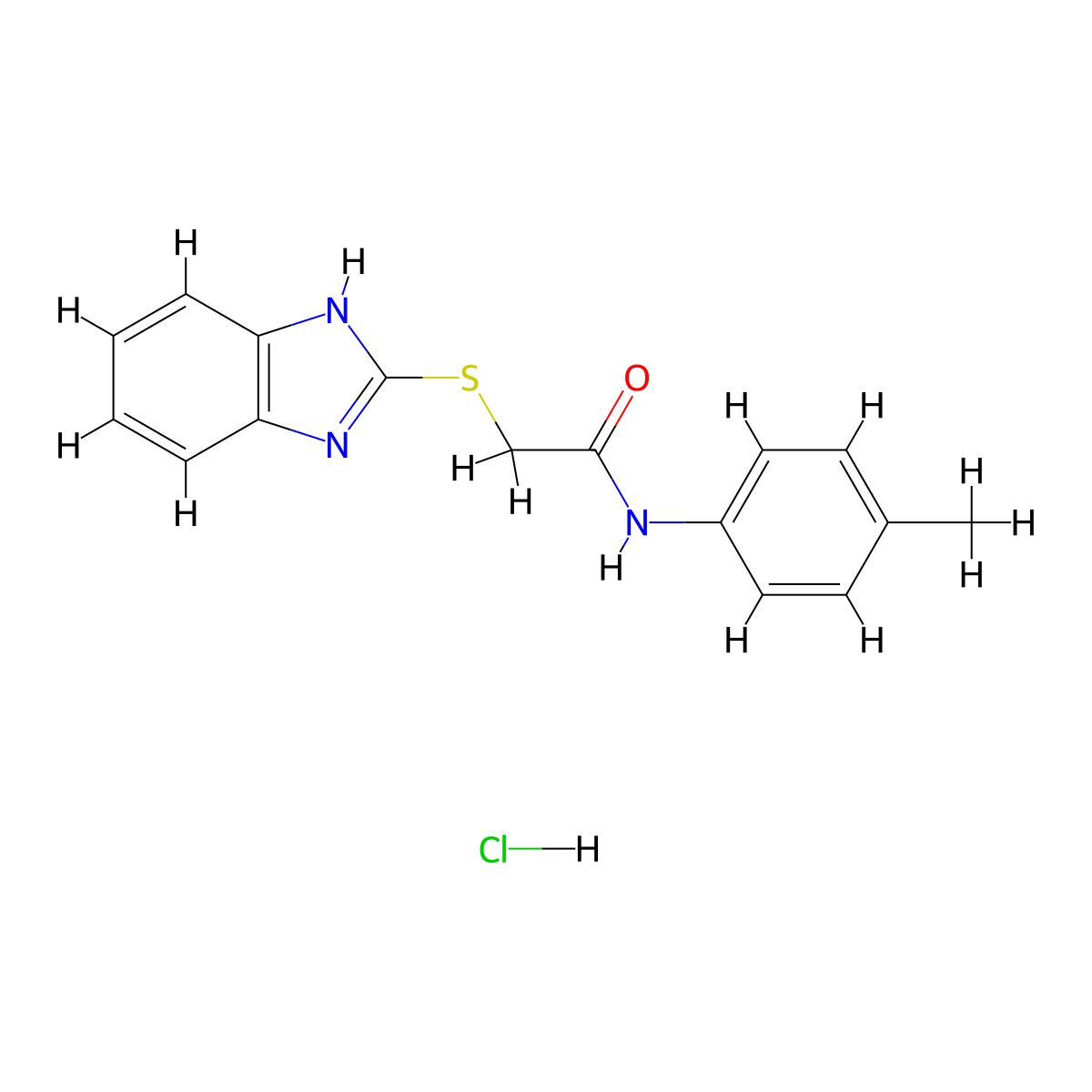 2-((1H-benzo[d]imidazol-2-yl)thio)-N-(p-tolyl)acetamide hydrochloride molecular structure, CAS 475633-03-5