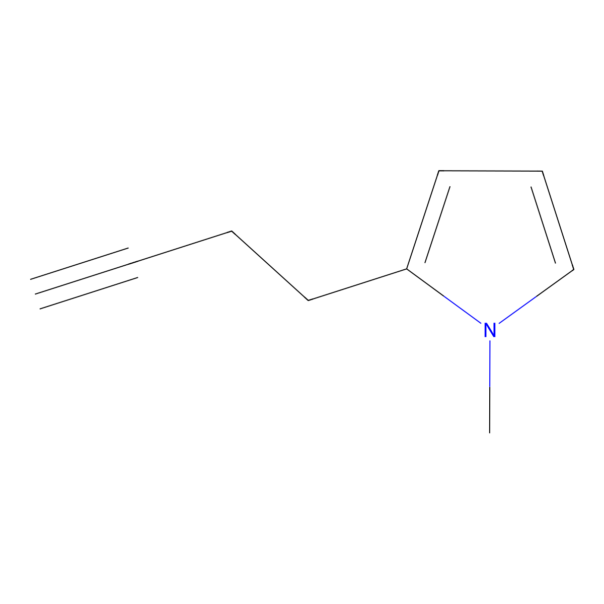 2-But-3-ynyl-1-methylpyrrole molecular structure, CAS 475637-87-7