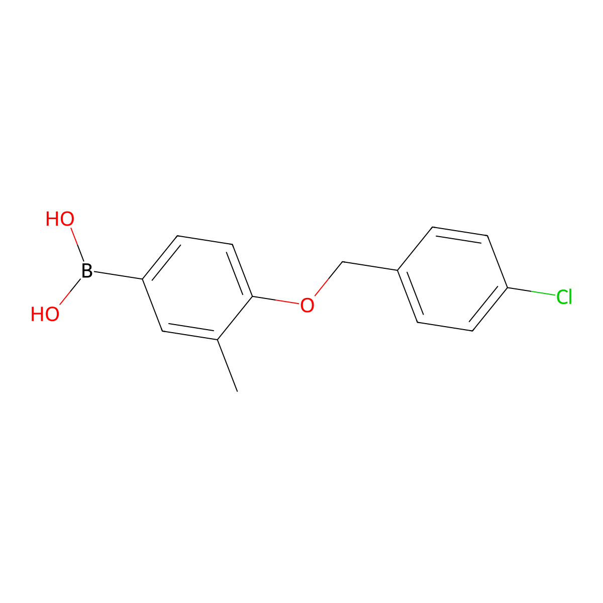 {4-[(4-Chlorophenyl)methoxy]-3-methylphenyl}boronic acid molecular structure, CAS 475652-18-7