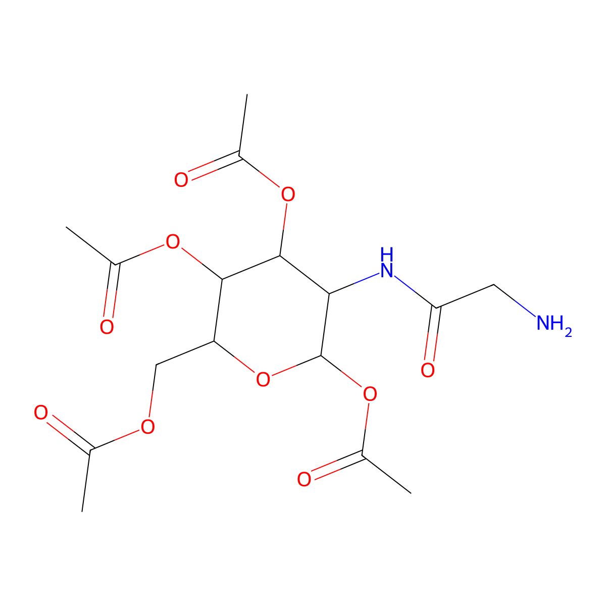 1,3,4,6-Tetra-O-acetyl-2-[(2-aminoacetyl)amino]-2-deoxy-a-D-glucopyranose molecular structure, CAS 47577-85-5