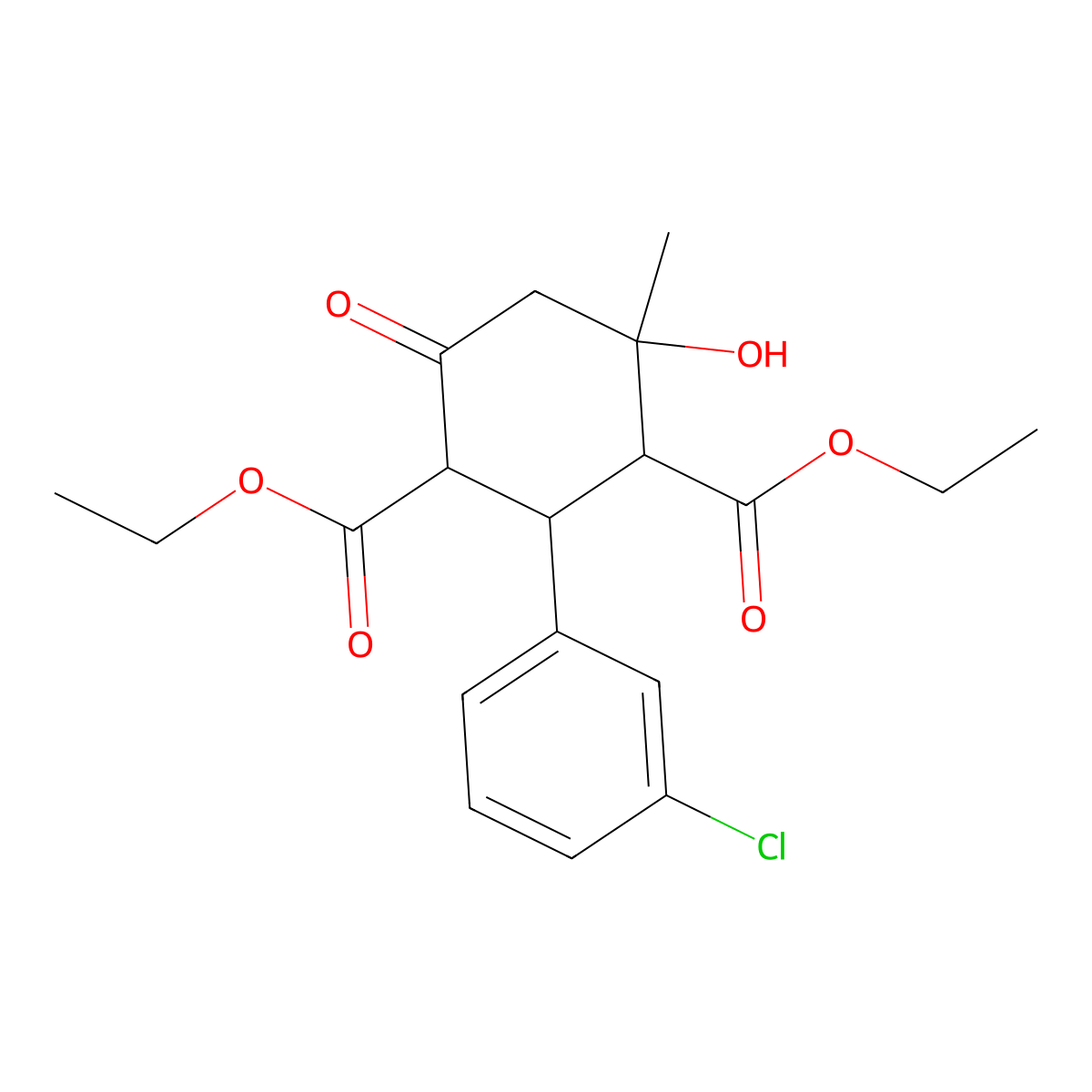 1,3-Diethyl 2-(3-chlorophenyl)-4-hydroxy-4-methyl-6-oxocyclohexane-1,3-dicarboxylate molecular structure, CAS 4759-55-1