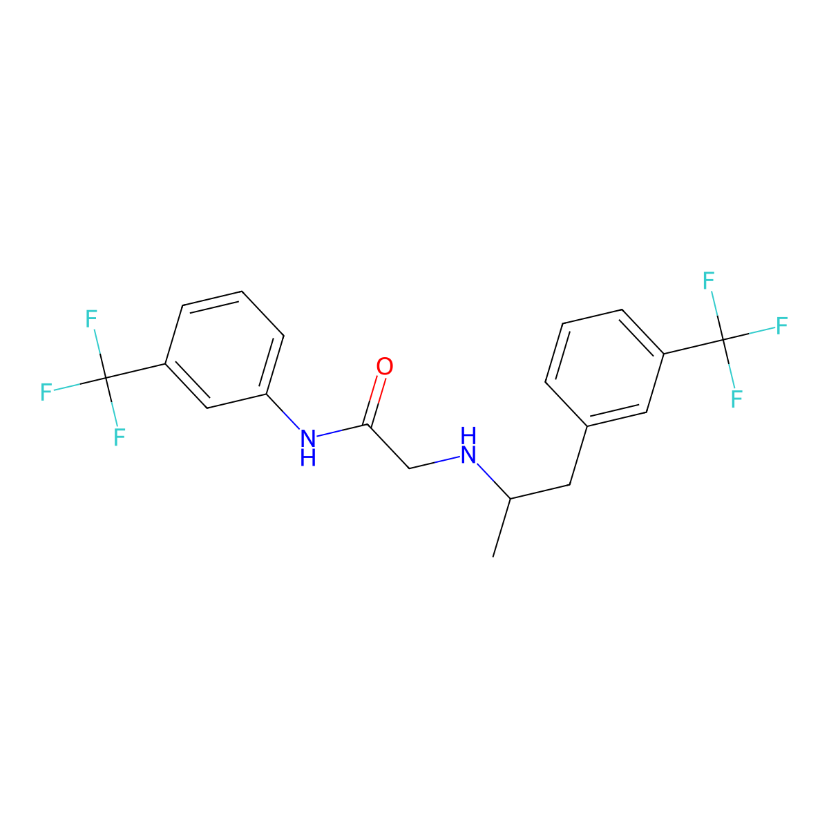 Acetamide, 2-(alpha-methyl-m-trifluoromethylphenethylamino)-N-(m-trifluoromethylphenyl)- molecular structure, CAS 47594-08-1