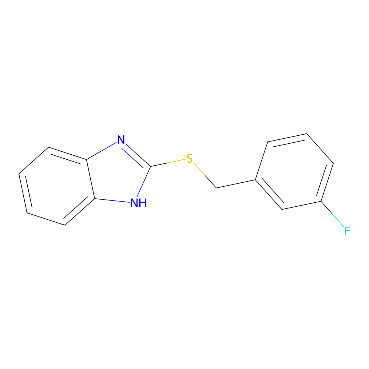 2-[(3-fluorophenyl)methylsulfanyl]-1H-benzimidazole molecular structure, CAS 475977-74-3