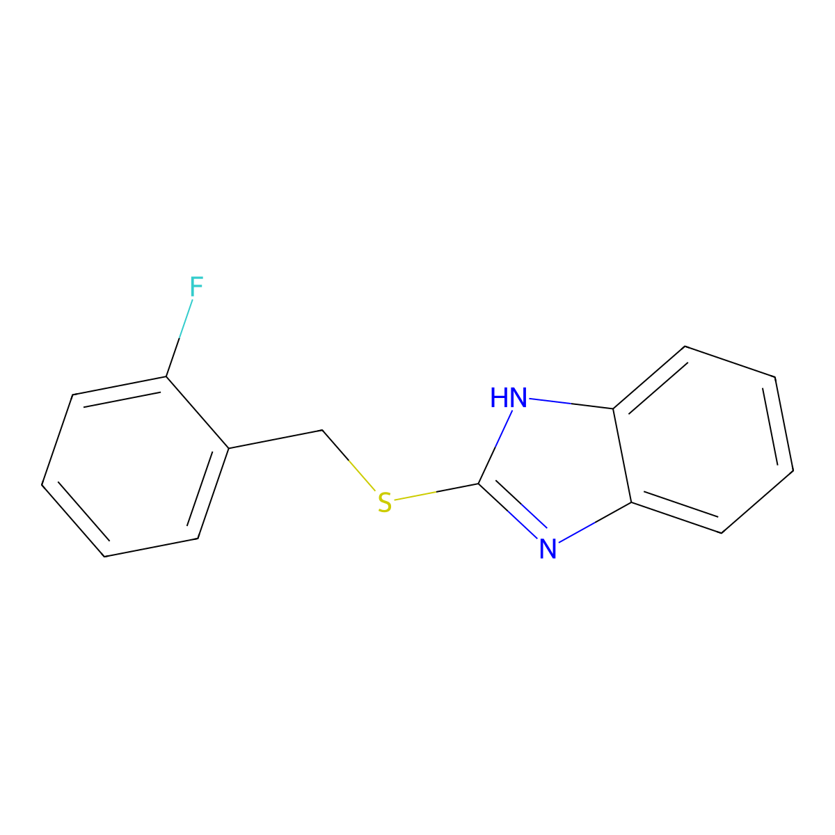 2-{[(2-fluorophenyl)methyl]sulfanyl}-1H-1,3-benzodiazole molecular structure, CAS 475977-75-4