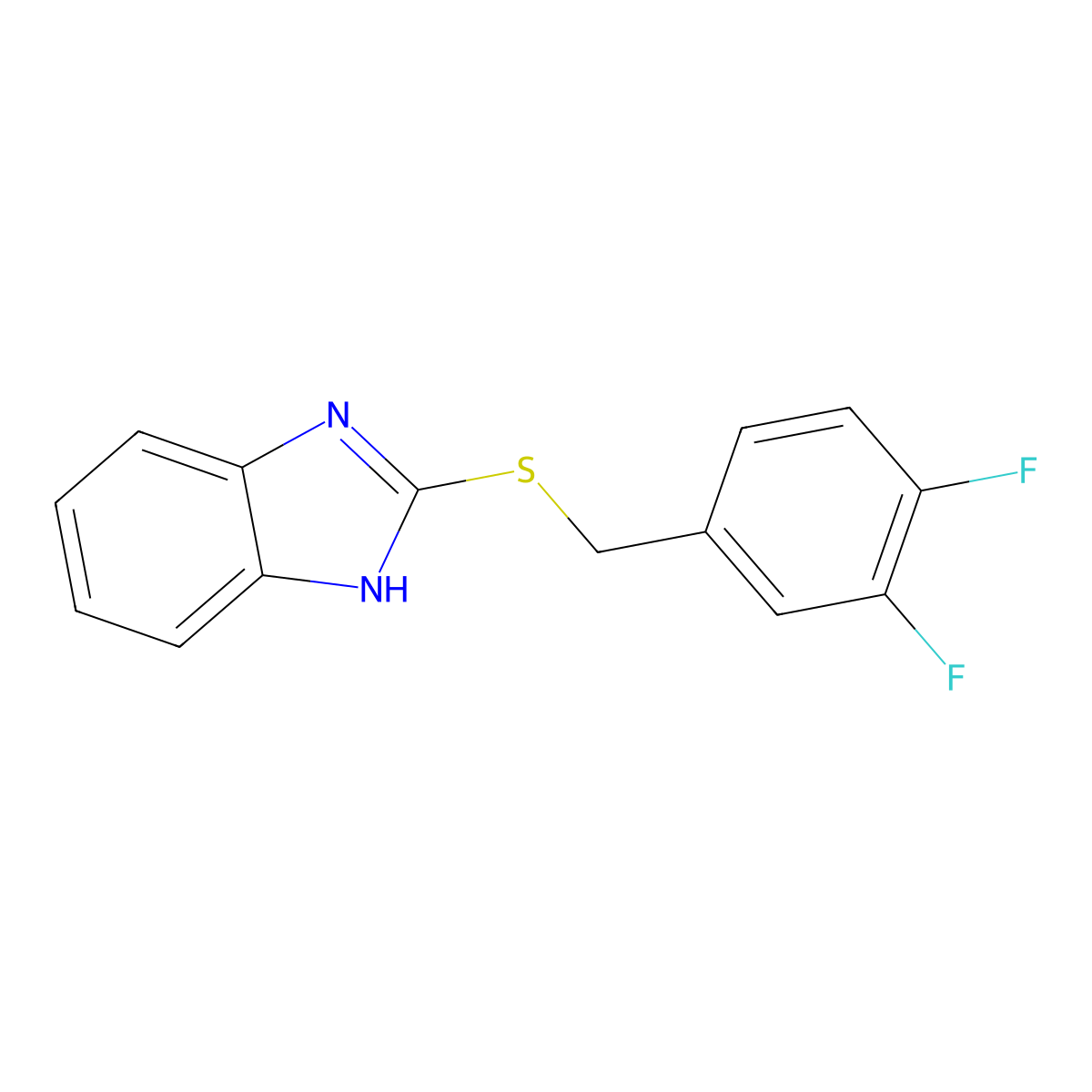 2-[(3,4-difluorophenyl)methylsulfanyl]-1H-benzimidazole molecular structure, CAS 475977-77-6