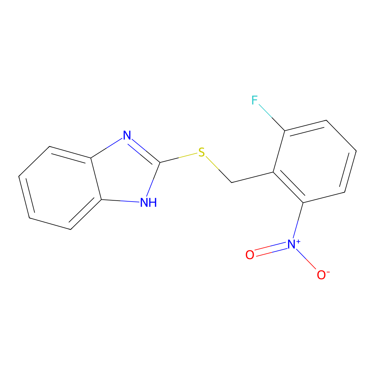 2-[(2-fluoro-6-nitro-phenyl)methylsulfanyl]-1H-benzimidazole molecular structure, CAS 475977-80-1