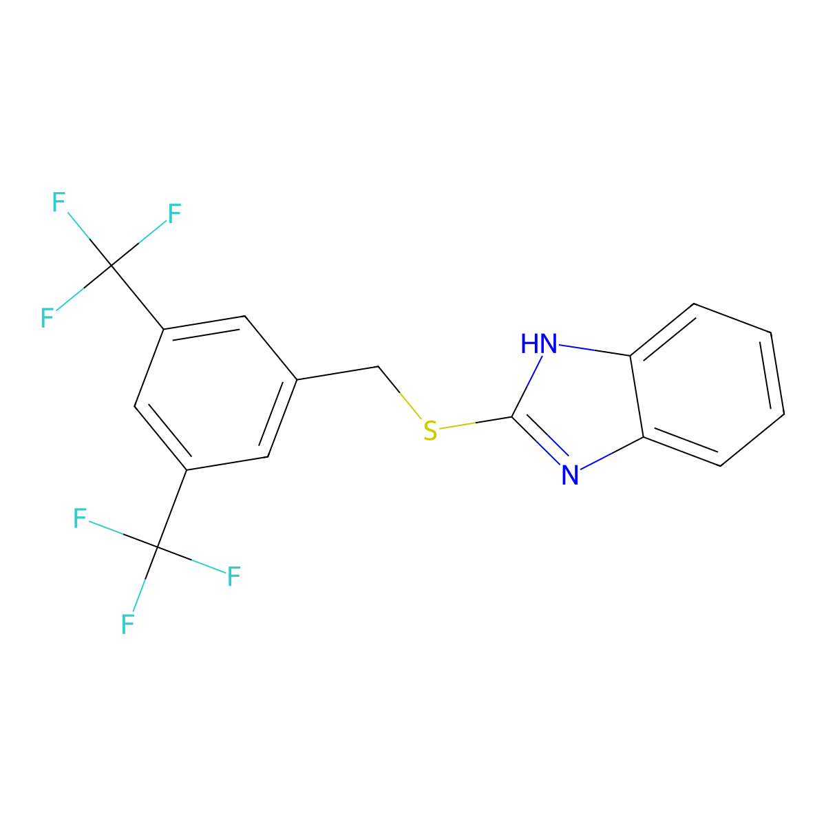 2-[[3,5-bis(trifluoromethyl)phenyl]methylsulfanyl]-1H-benzimidazole molecular structure, CAS 475977-82-3