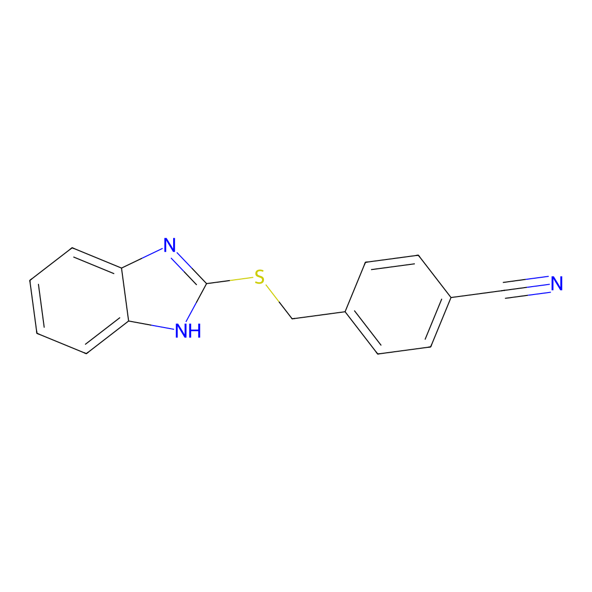 4-(1H-benzimidazol-2-ylsulfanylmethyl)benzonitrile molecular structure, CAS 475977-83-4