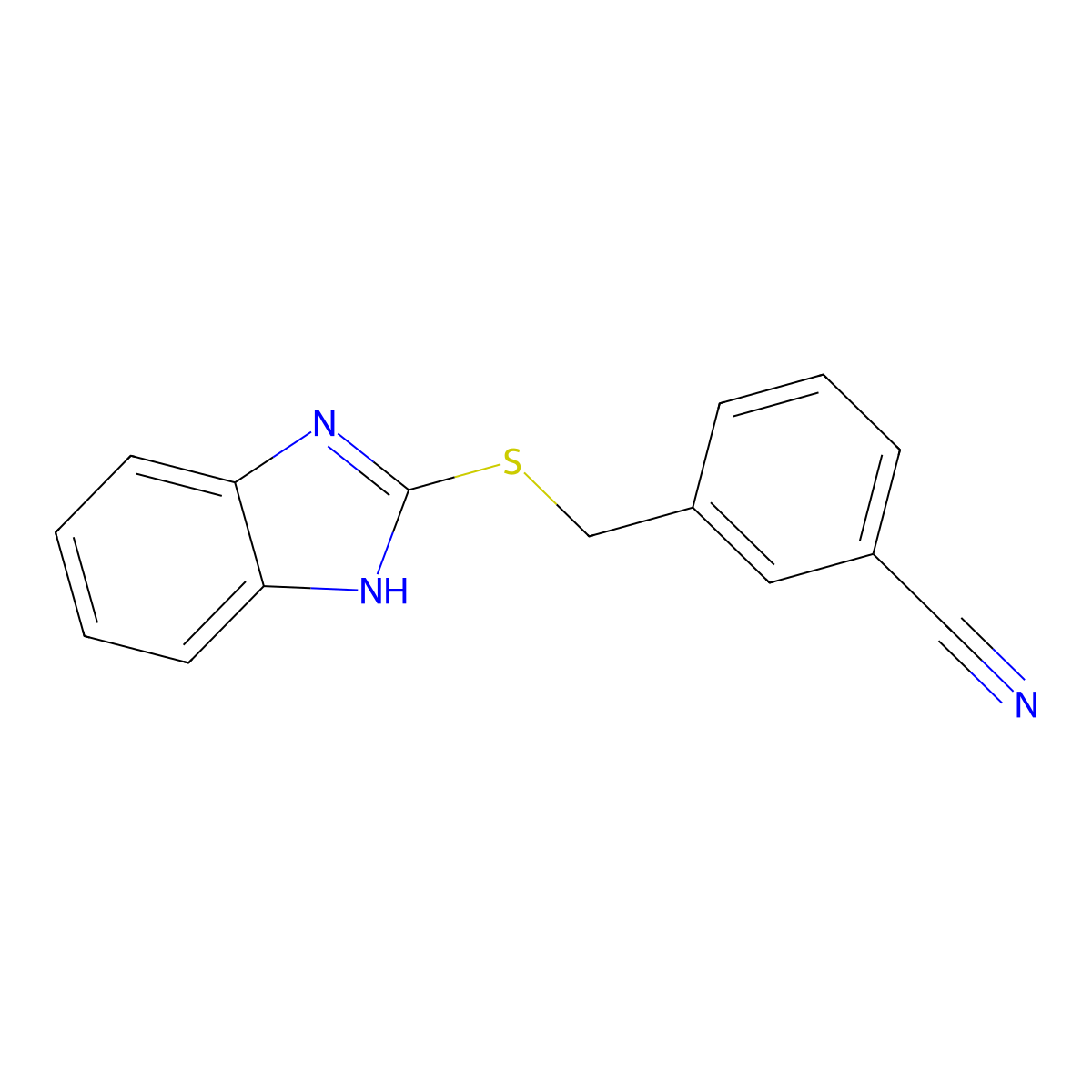 3-(1H-benzimidazol-2-ylsulfanylmethyl)benzonitrile molecular structure, CAS 475977-84-5