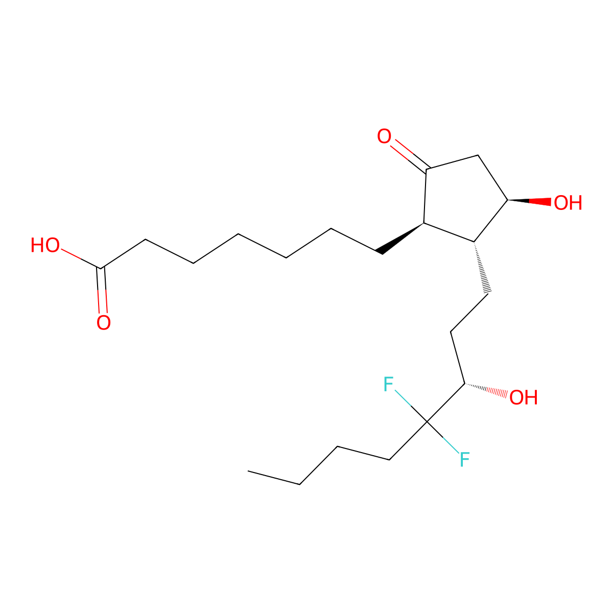 7-((1R,2R,3R)-2-((S)-4,4-Difluoro-3-hydroxyoctyl)-3-hydroxy-5-oxocyclopentyl)heptanoic acid molecular structure, CAS 475992-30-4