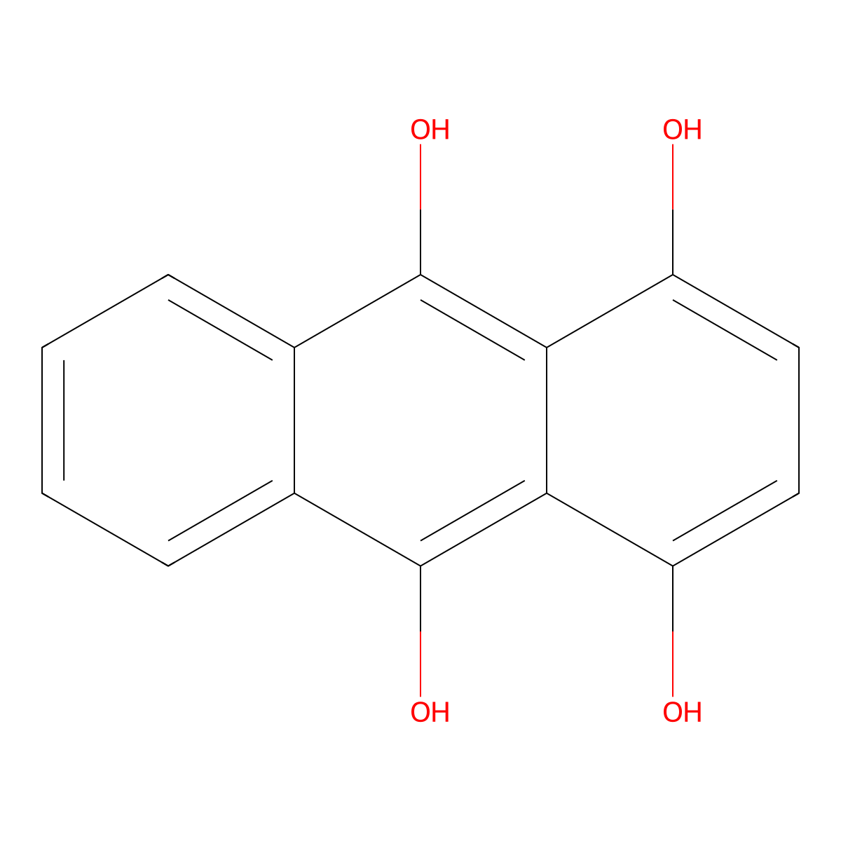 Anthracene-1,4,9,10-tetraol molecular structure, CAS 476-60-8