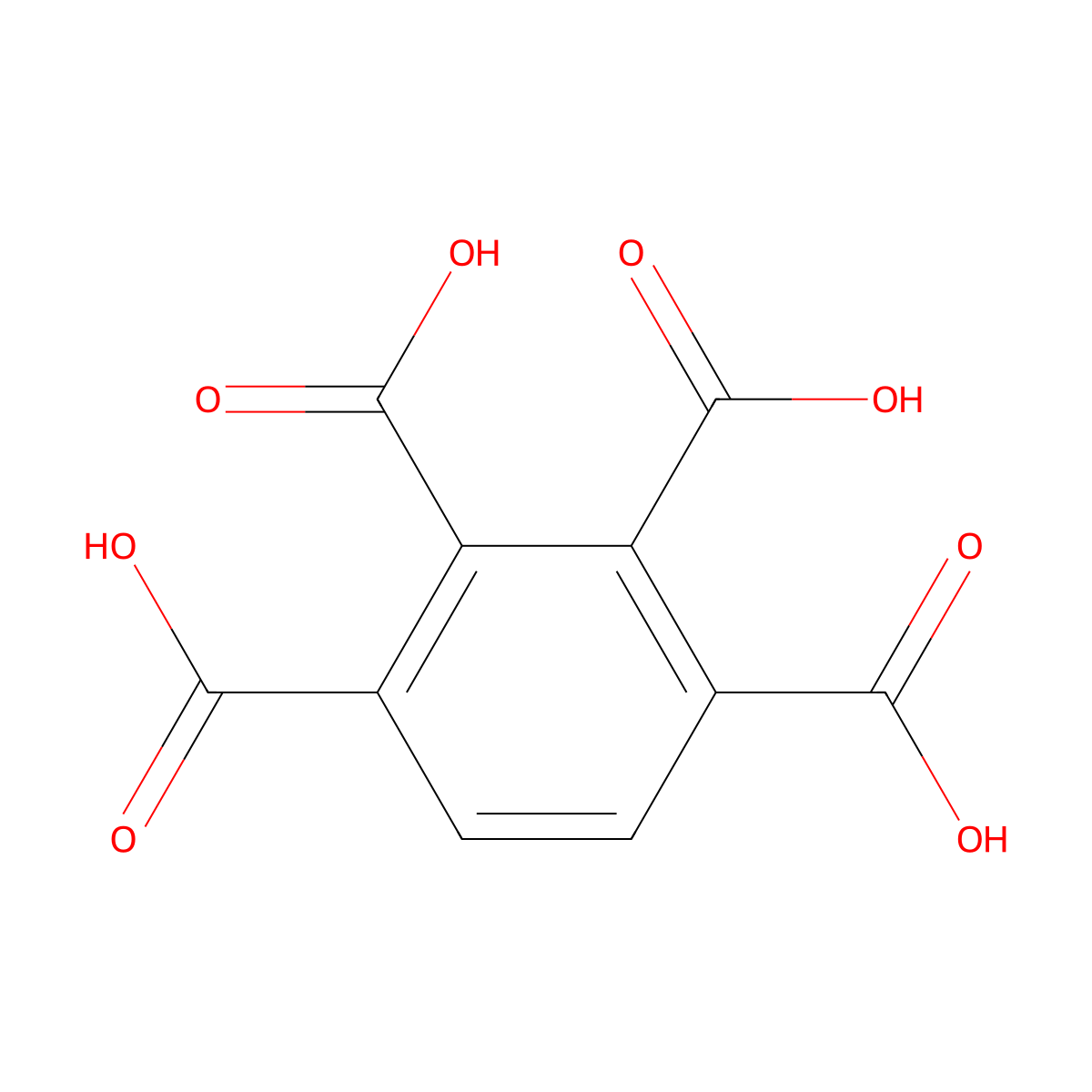 1,2,3,4-Benzenetetracarboxylic acid molecular structure, CAS 476-73-3