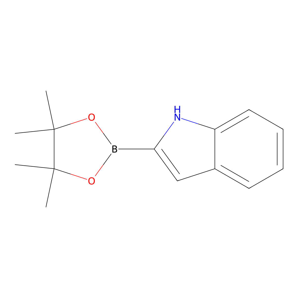 2-(4,4,5,5-tetramethyl-1,3,2-dioxaborolan-2-yl)-1H-indole molecular structure, CAS 476004-81-6