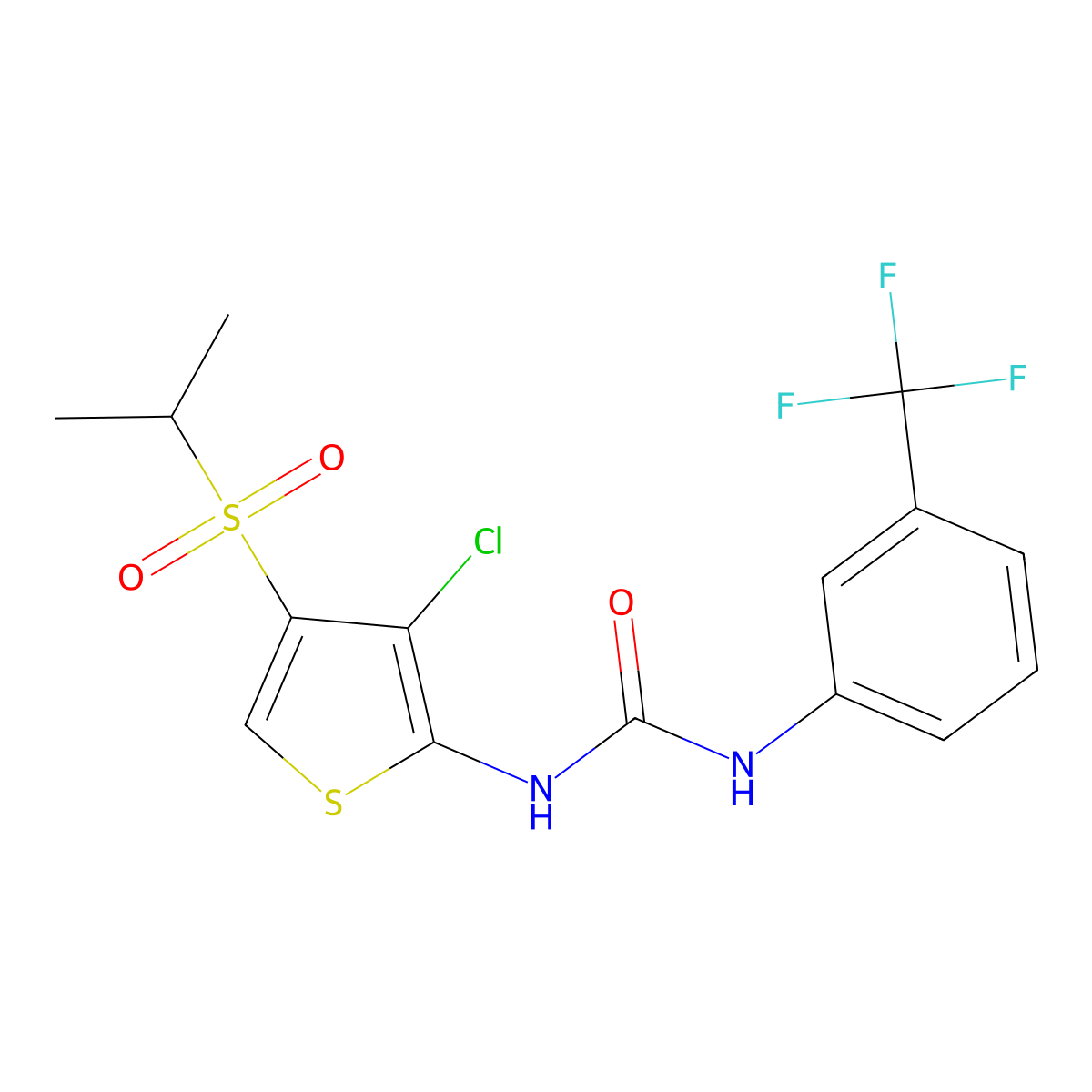 1-(3-Chloro-4-propan-2-ylsulfonylthiophen-2-yl)-3-[3-(trifluoromethyl)phenyl]urea molecular structure, CAS 4761-87-9