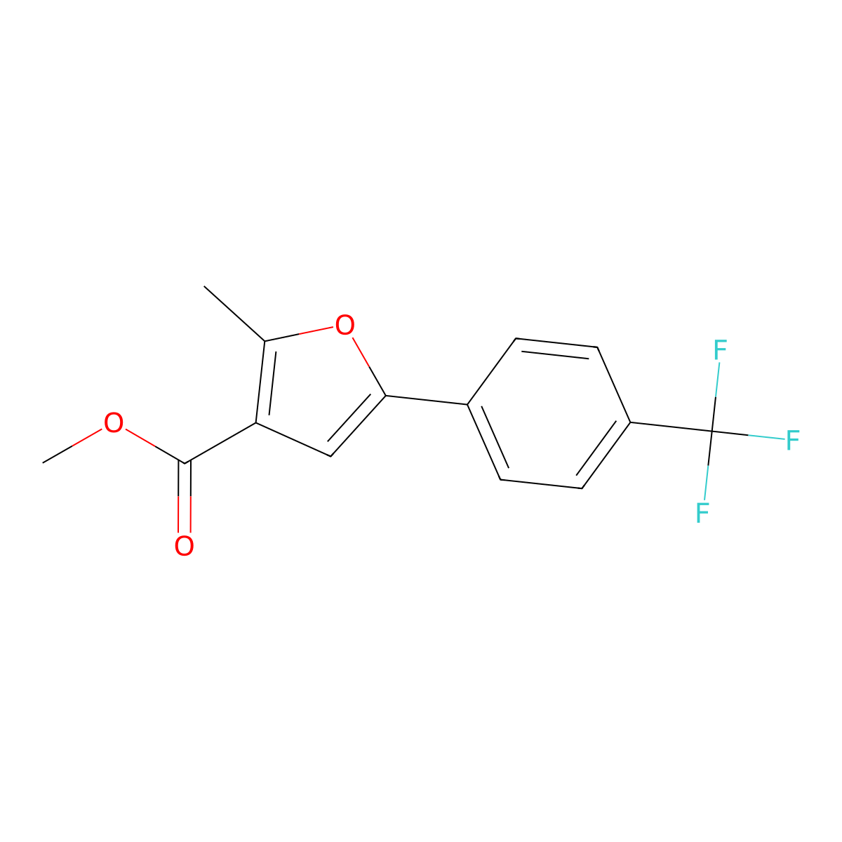 Methyl 2-methyl-5-[4-(trifluoromethyl)phenyl]-3-furoate molecular structure, CAS 476155-26-7