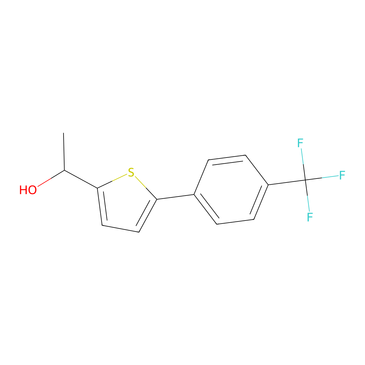 1-[5-[4-(Trifluoromethyl)phenyl]thiophen-2-yl]ethanol molecular structure, CAS 476156-23-7