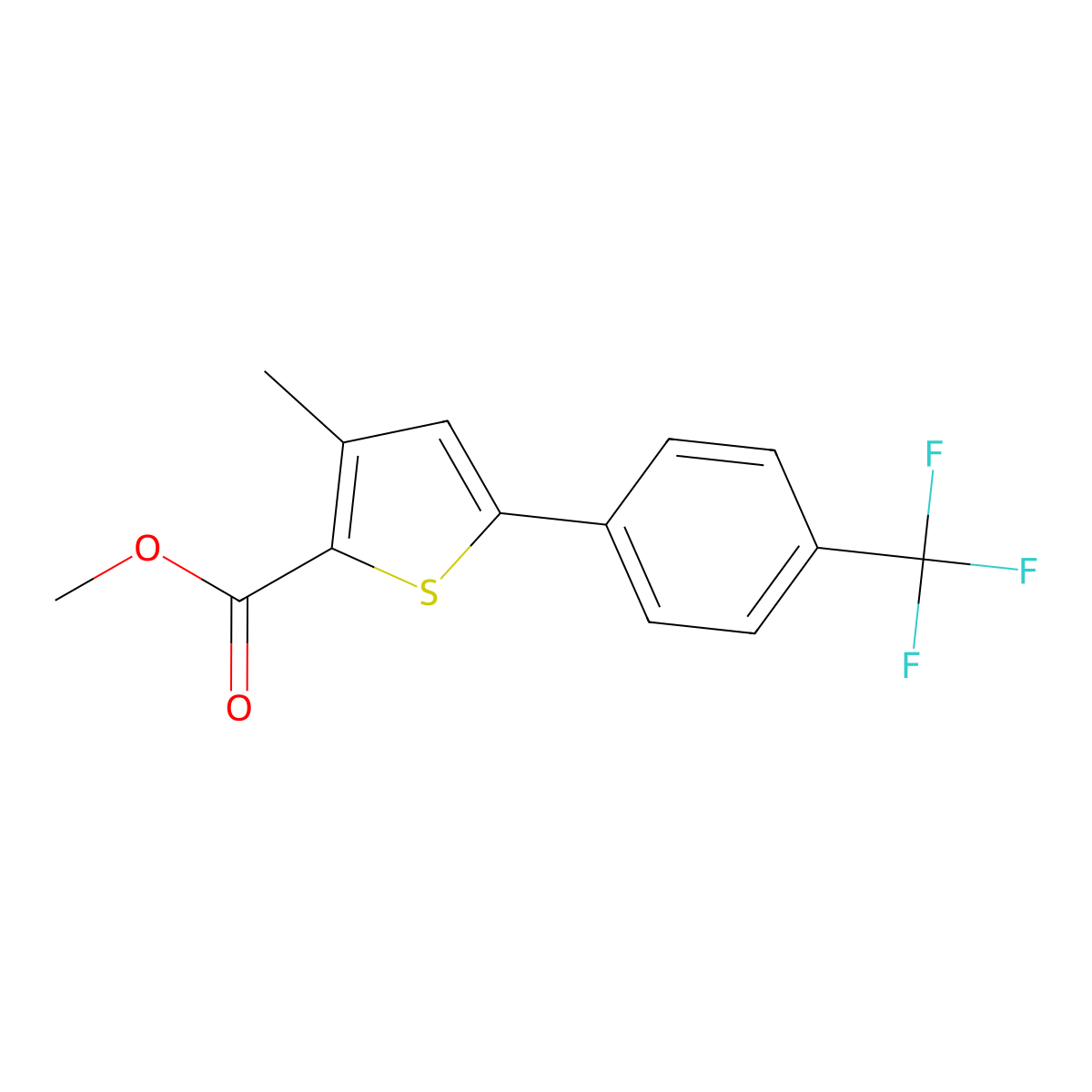Methyl 3-methyl-5-[4-(trifluoromethyl)phenyl]thiophene-2-carboxylate molecular structure, CAS 476156-25-9