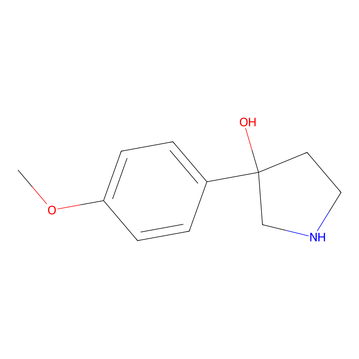 3-(4-Methoxyphenyl)-3-pyrrolidinol molecular structure, CAS 476159-76-9