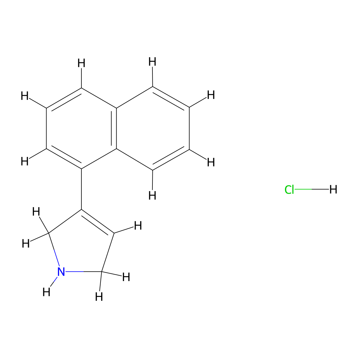 3-(naphthalen-1-yl)-2,5-dihydro-1H-pyrrole hydrochloride molecular structure, CAS 476159-84-9