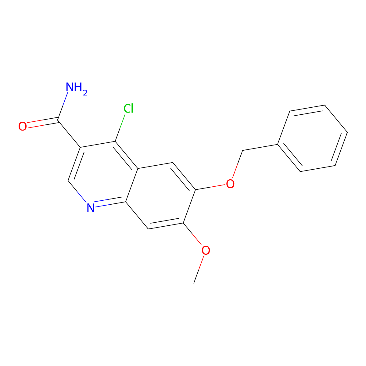 6-(Benzyloxy)-4-chloro-7-methoxyquinoline-3-carboxamide molecular structure, CAS 476193-59-6