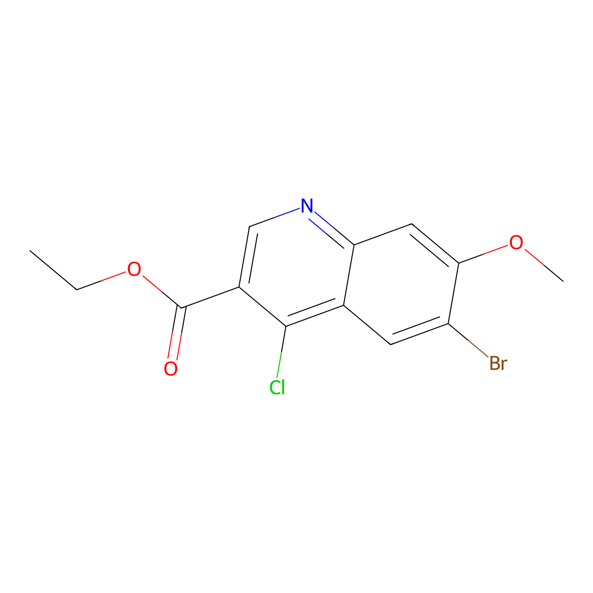 Ethyl 6-bromo-4-chloro-7-methoxyquinoline-3-carboxylate molecular structure, CAS 476194-45-3