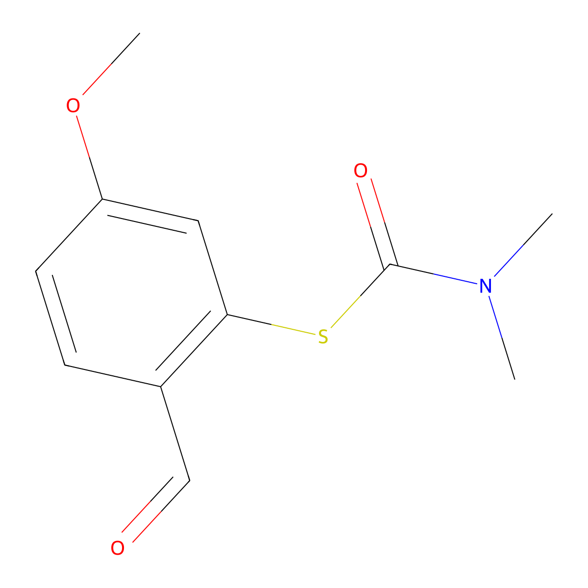 S-(2-formyl-5-methoxyphenyl) N,N-dimethylcarbamothioate molecular structure, CAS 476199-19-6