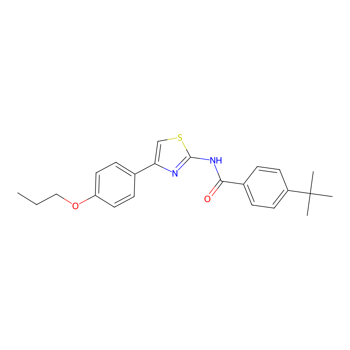 4-tert-butyl-N-[4-(4-propoxyphenyl)-1,3-thiazol-2-yl]benzamide molecular structure, CAS 476208-67-0