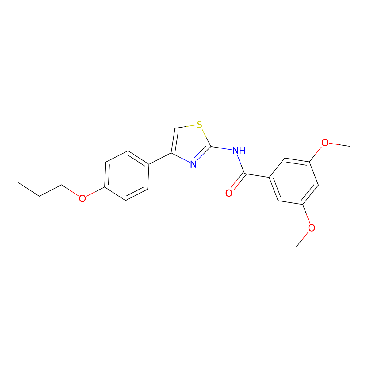 3,5-dimethoxy-N-[4-(4-propoxyphenyl)-1,3-thiazol-2-yl]benzamide molecular structure, CAS 476208-72-7