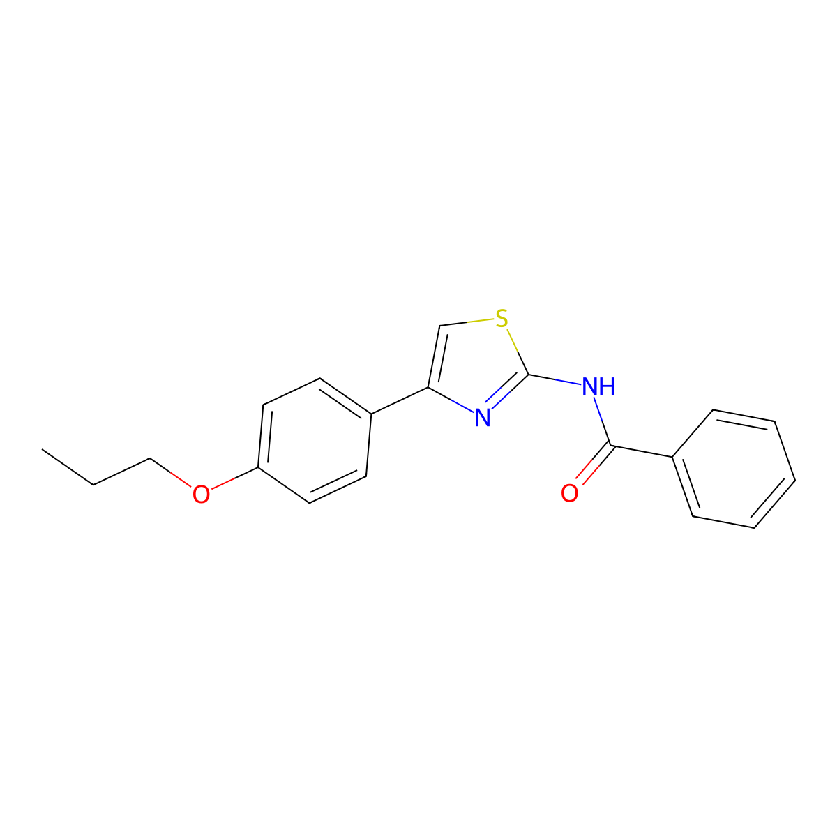 N-[4-(4-propoxyphenyl)-1,3-thiazol-2-yl]benzamide molecular structure, CAS 476208-74-9
