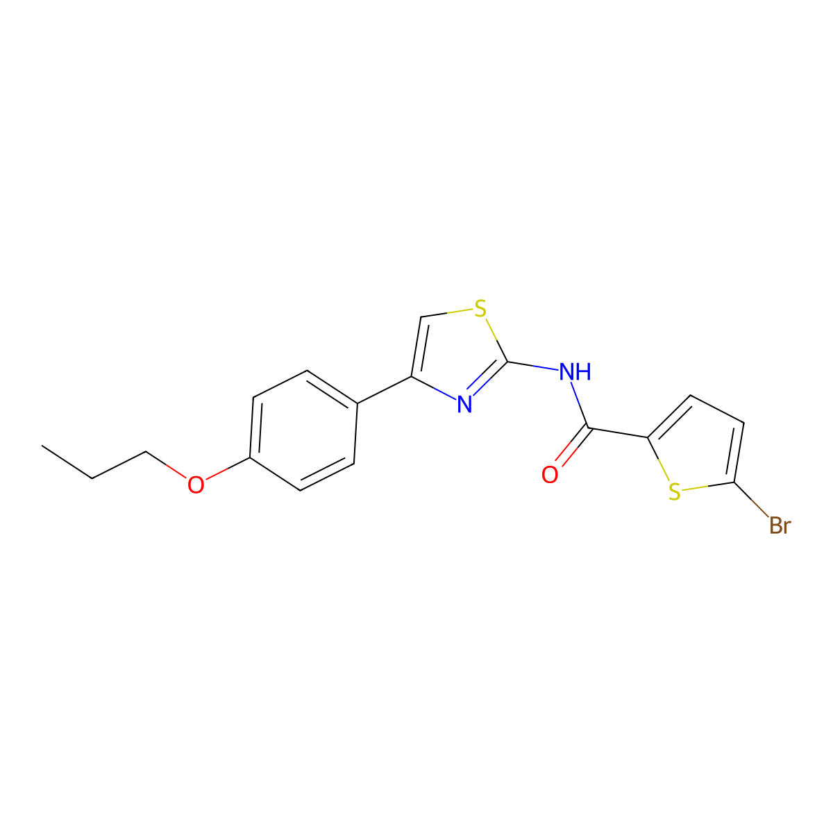 5-bromo-N-[4-(4-propoxyphenyl)-1,3-thiazol-2-yl]thiophene-2-carboxamide molecular structure, CAS 476208-83-0