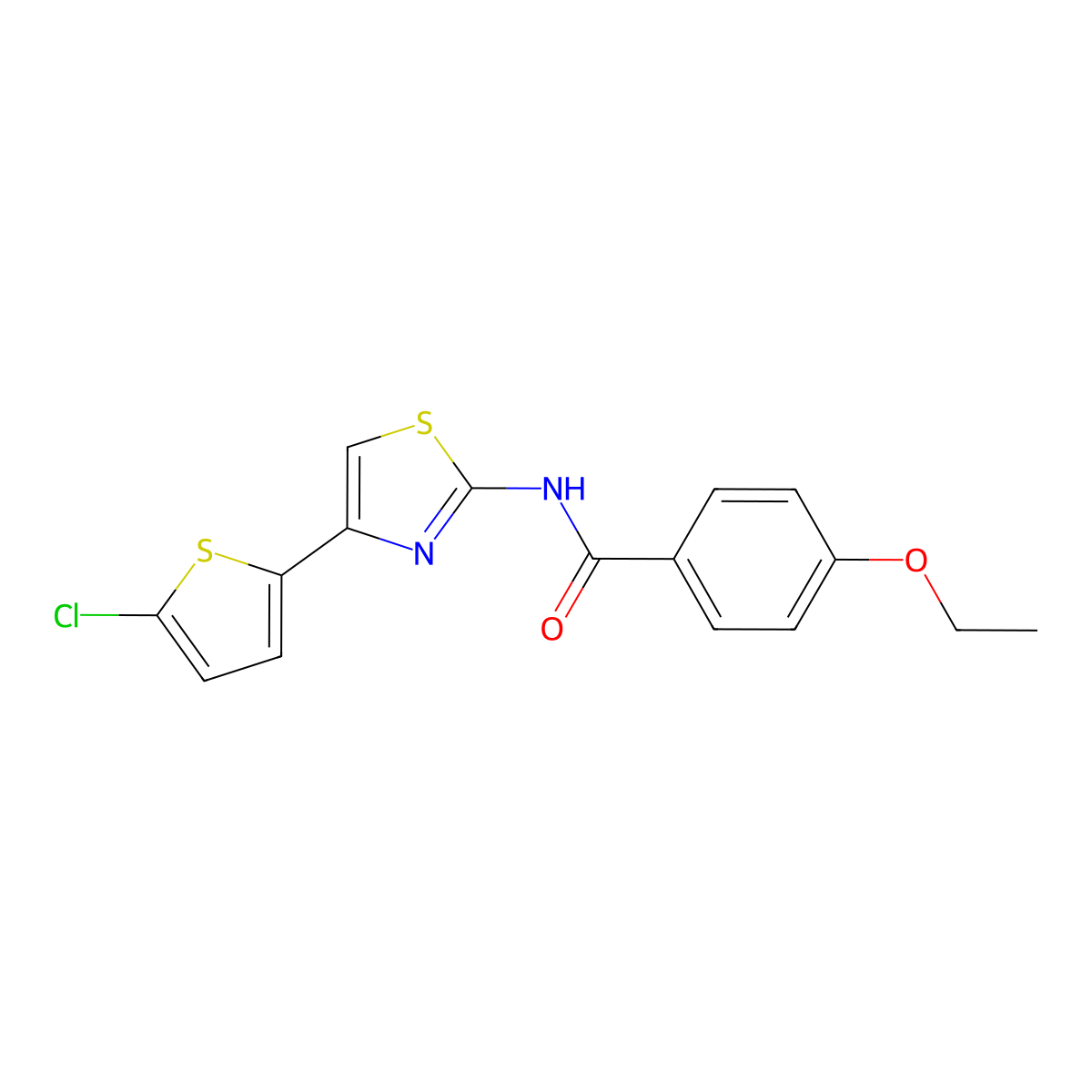 N-[4-(5-chlorothiophen-2-yl)-1,3-thiazol-2-yl]-4-ethoxybenzamide molecular structure, CAS 476208-90-9