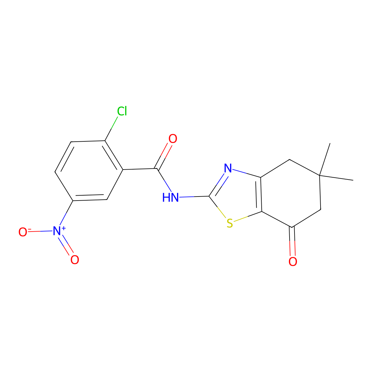 2-chloro-N-(5,5-dimethyl-7-oxo-4,5,6,7-tetrahydrobenzo[d]thiazol-2-yl)-5-nitrobenzamide molecular structure, CAS 476208-92-1