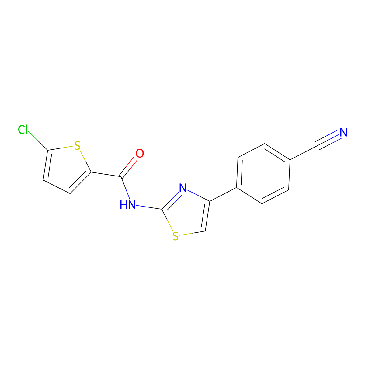 5-chloro-N-[4-(4-cyanophenyl)-1,3-thiazol-2-yl]thiophene-2-carboxamide molecular structure, CAS 476208-97-6