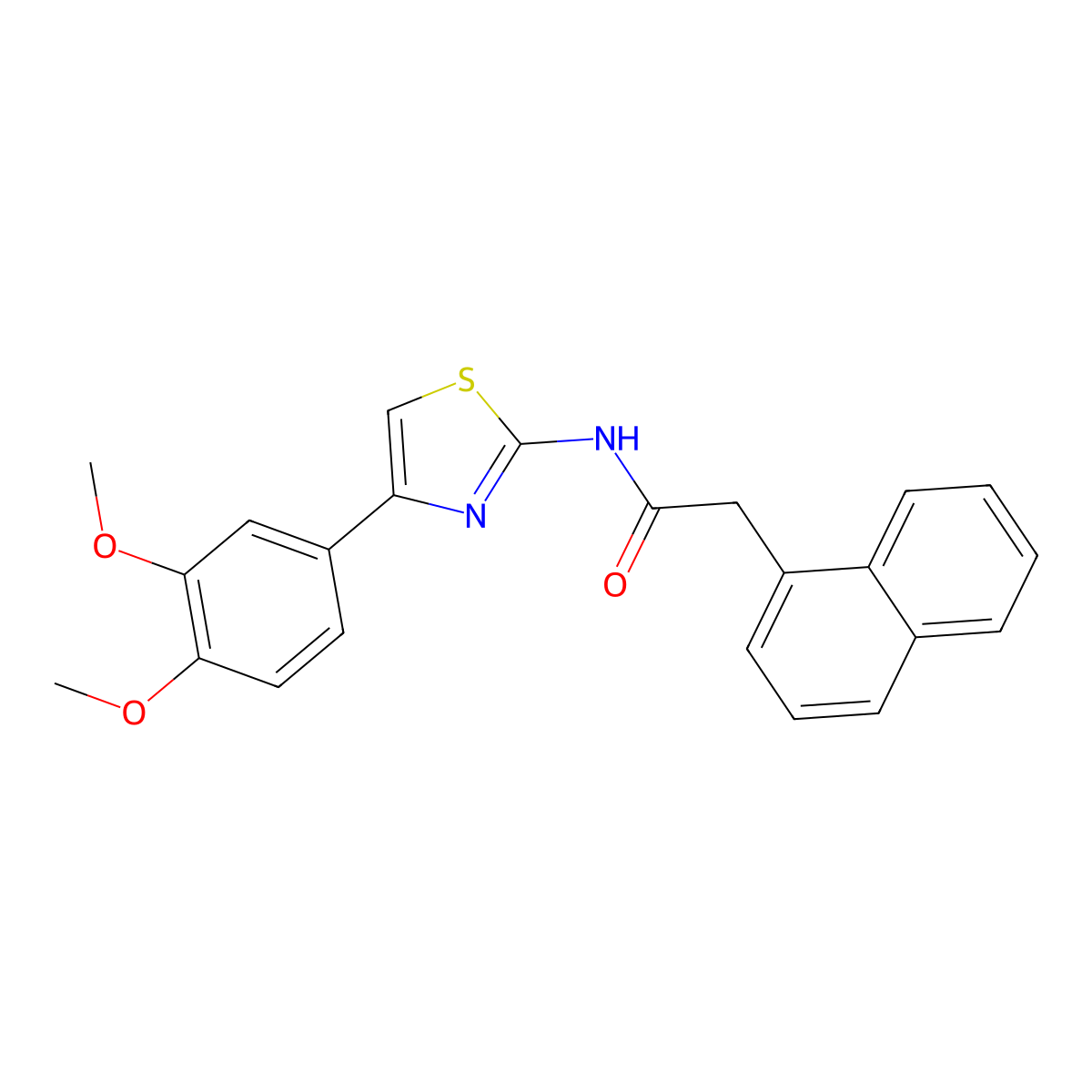 N-[4-(3,4-dimethoxyphenyl)-1,3-thiazol-2-yl]-2-(naphthalen-1-yl)acetamide molecular structure, CAS 476210-48-7