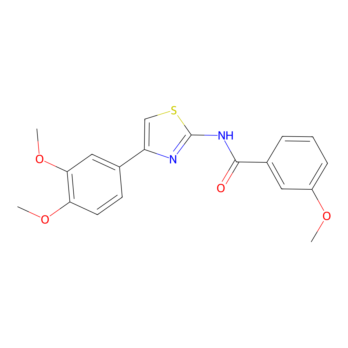 N-[4-(3,4-dimethoxyphenyl)-1,3-thiazol-2-yl]-3-methoxybenzamide molecular structure, CAS 476210-57-8