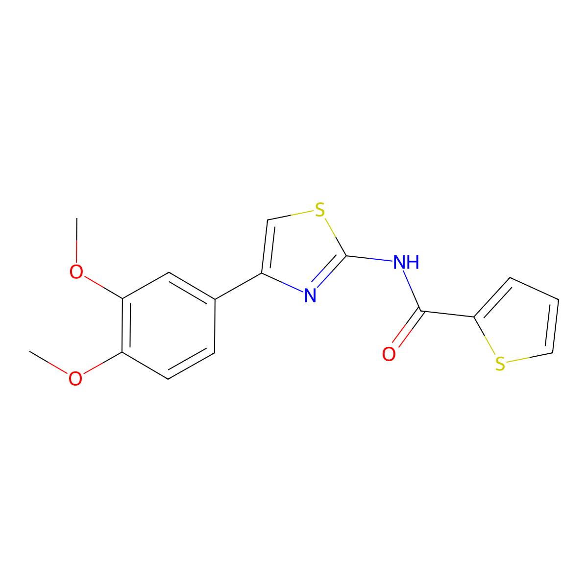 N-[4-(3,4-dimethoxyphenyl)-1,3-thiazol-2-yl]thiophene-2-carboxamide molecular structure, CAS 476210-60-3
