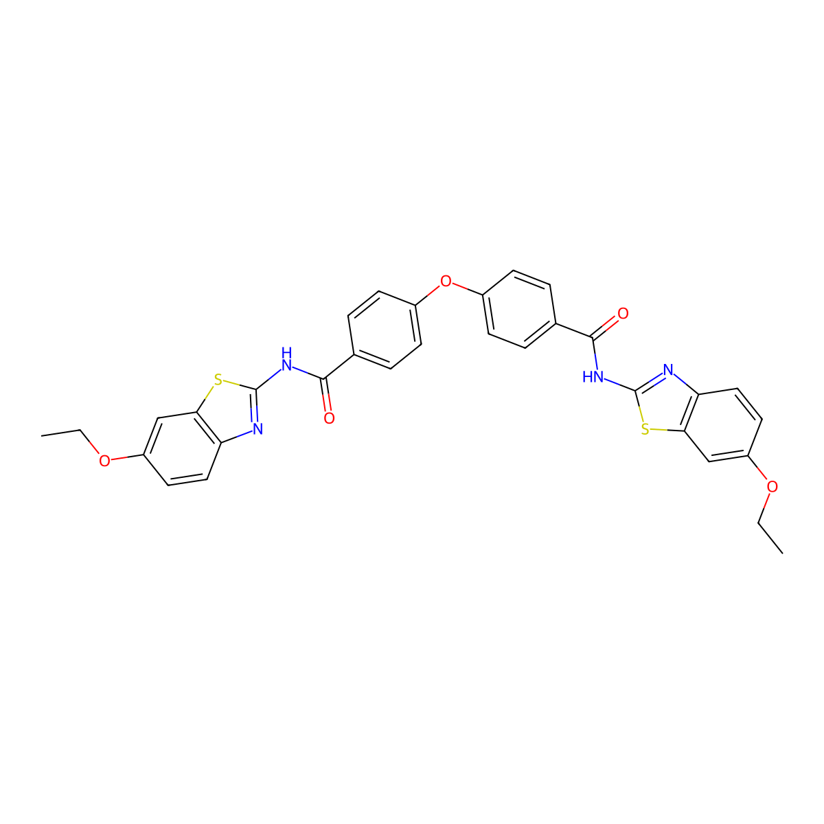 N-(6-ethoxy-1,3-benzothiazol-2-yl)-4-{4-[(6-ethoxy-1,3-benzothiazol-2-yl)carbamoyl]phenoxy}benzamide molecular structure, CAS 476210-68-1