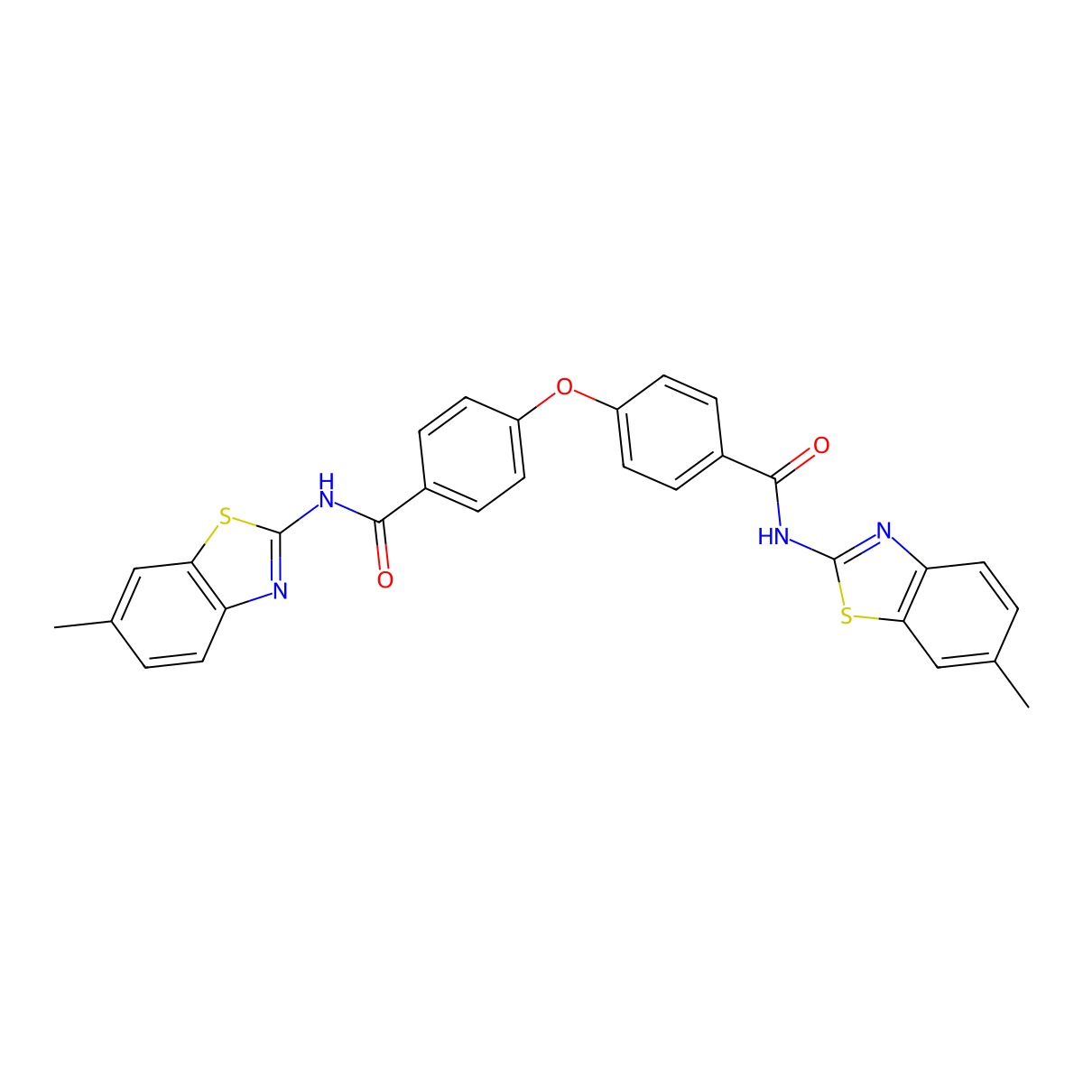 N-(6-methyl-1,3-benzothiazol-2-yl)-4-{4-[(6-methyl-1,3-benzothiazol-2-yl)carbamoyl]phenoxy}benzamide molecular structure, CAS 476210-69-2