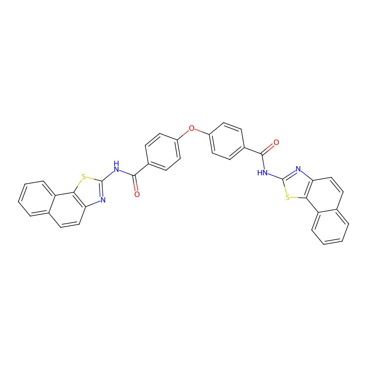 N-benzo[g][1,3]benzothiazol-2-yl-4-[4-(benzo[g][1,3]benzothiazol-2-ylcarbamoyl)phenoxy]benzamide molecular structure, CAS 476210-70-5