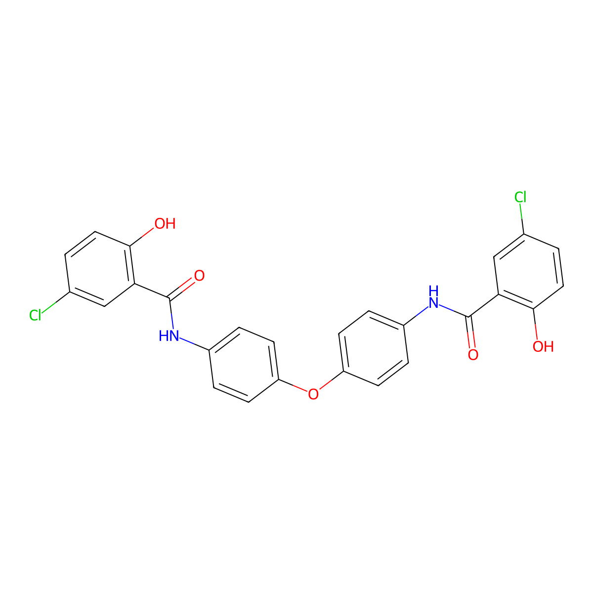 5-chloro-N-[4-[4-[(5-chloro-2-hydroxybenzoyl)amino]phenoxy]phenyl]-2-hydroxybenzamide molecular structure, CAS 476211-24-2