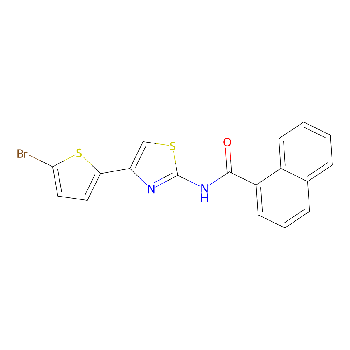 N-[4-(5-bromothiophen-2-yl)-1,3-thiazol-2-yl]naphthalene-1-carboxamide molecular structure, CAS 476211-62-8